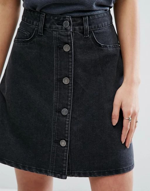 Noisy May Petite Button Through Denim Skirt | ASOS US