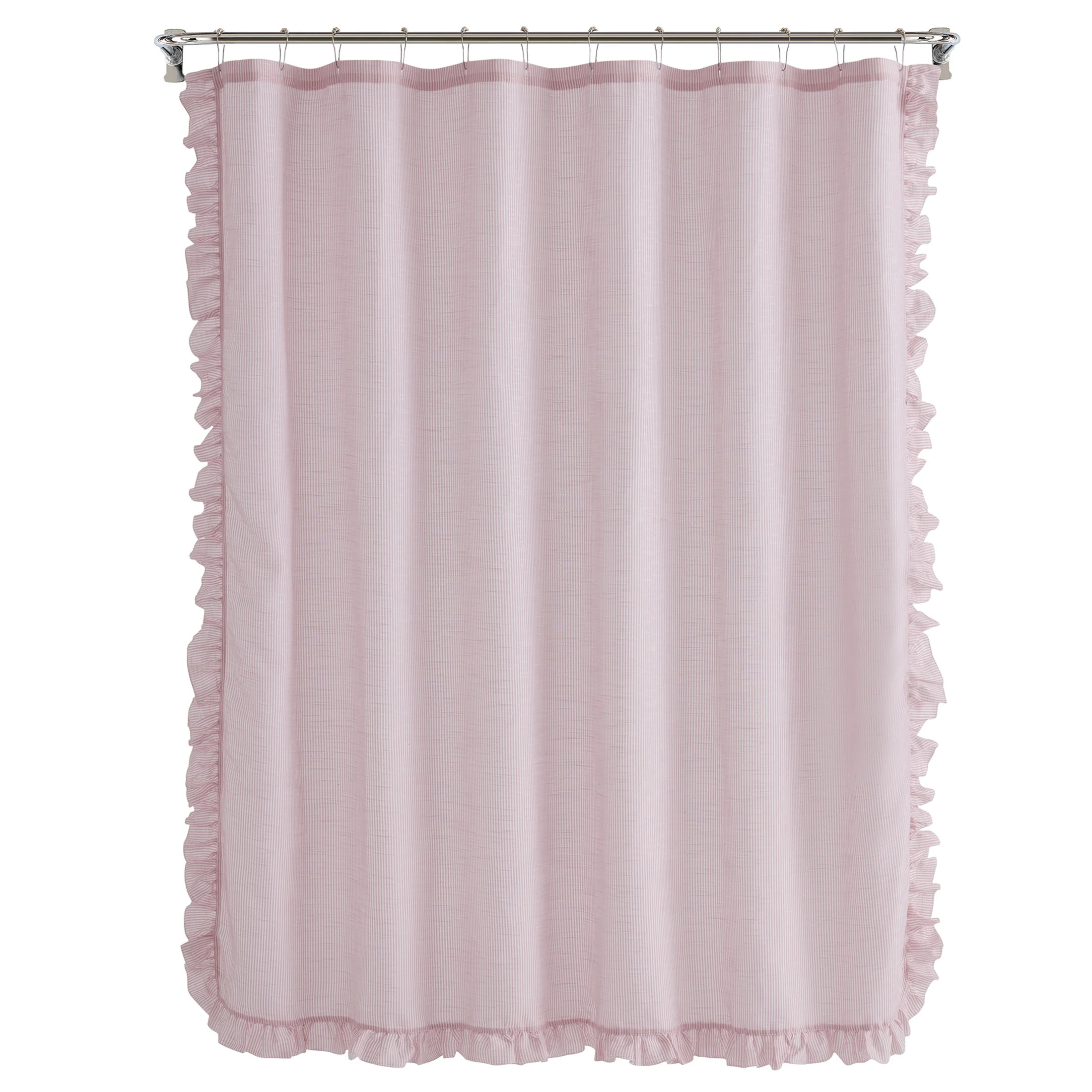 My Texas House Lancaster Pink Chambray Ruffle Polyester Shower Curtain, 72" x 72" - Walmart.com | Walmart (US)