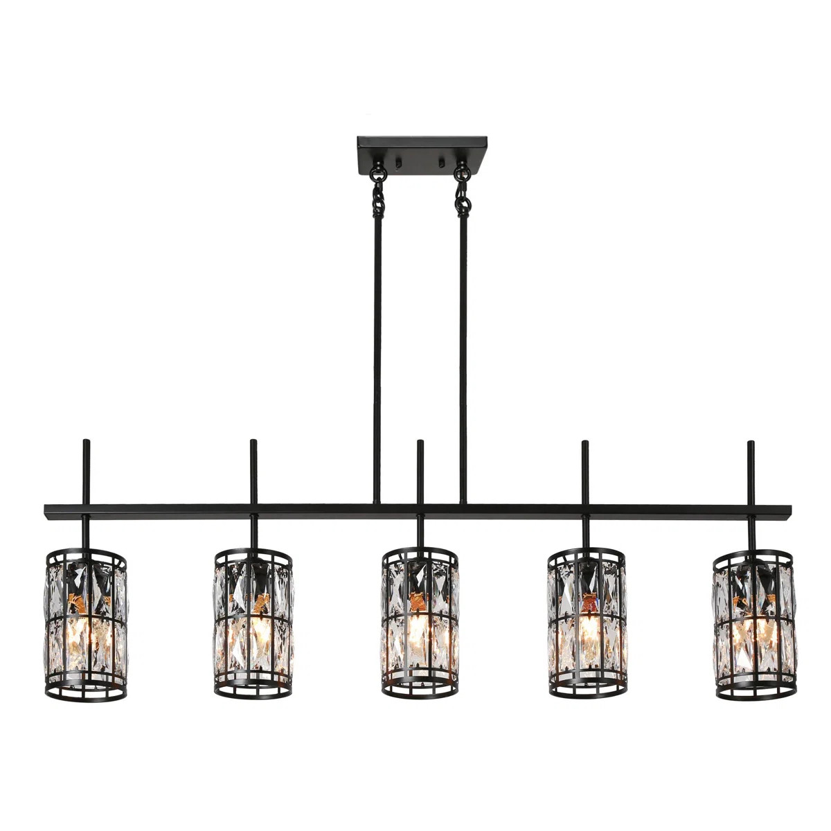Baconton 5 - Light 45.3"W Kitchen Island Linear Pendant with Crystal Accents | Wayfair North America