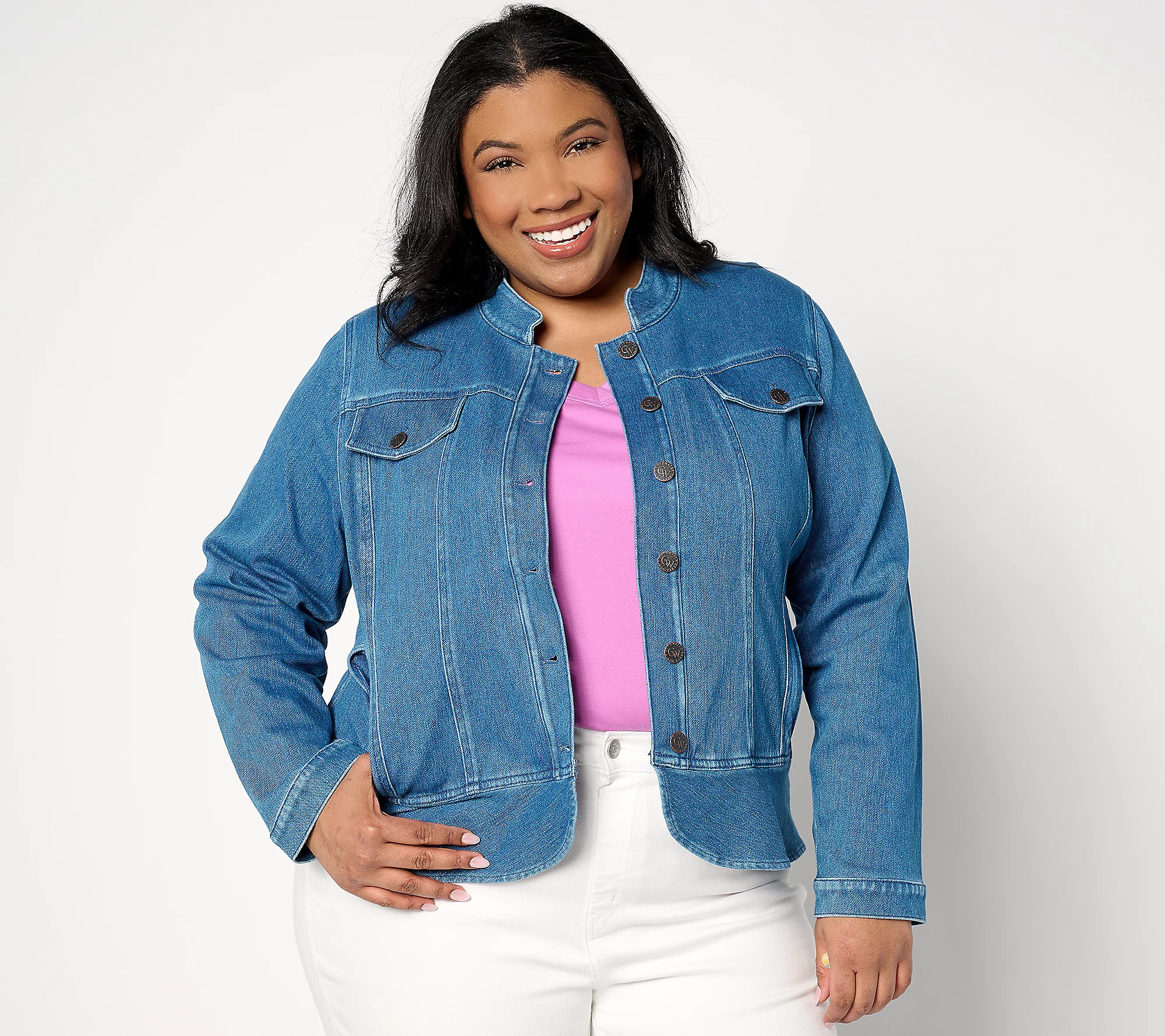As Is Coldwater Creek Denim Peplum Jacket | QVC