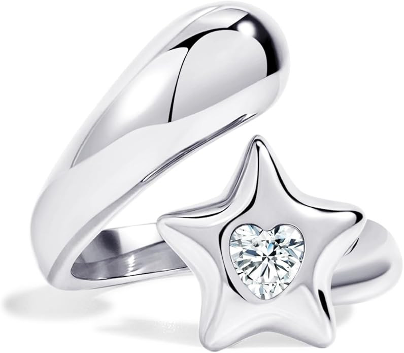 Chunky Gold Rings for Women Stainless Steel Non Tarnish Star&Heart Cubic Zirconia Teardrop Ring 1... | Amazon (US)