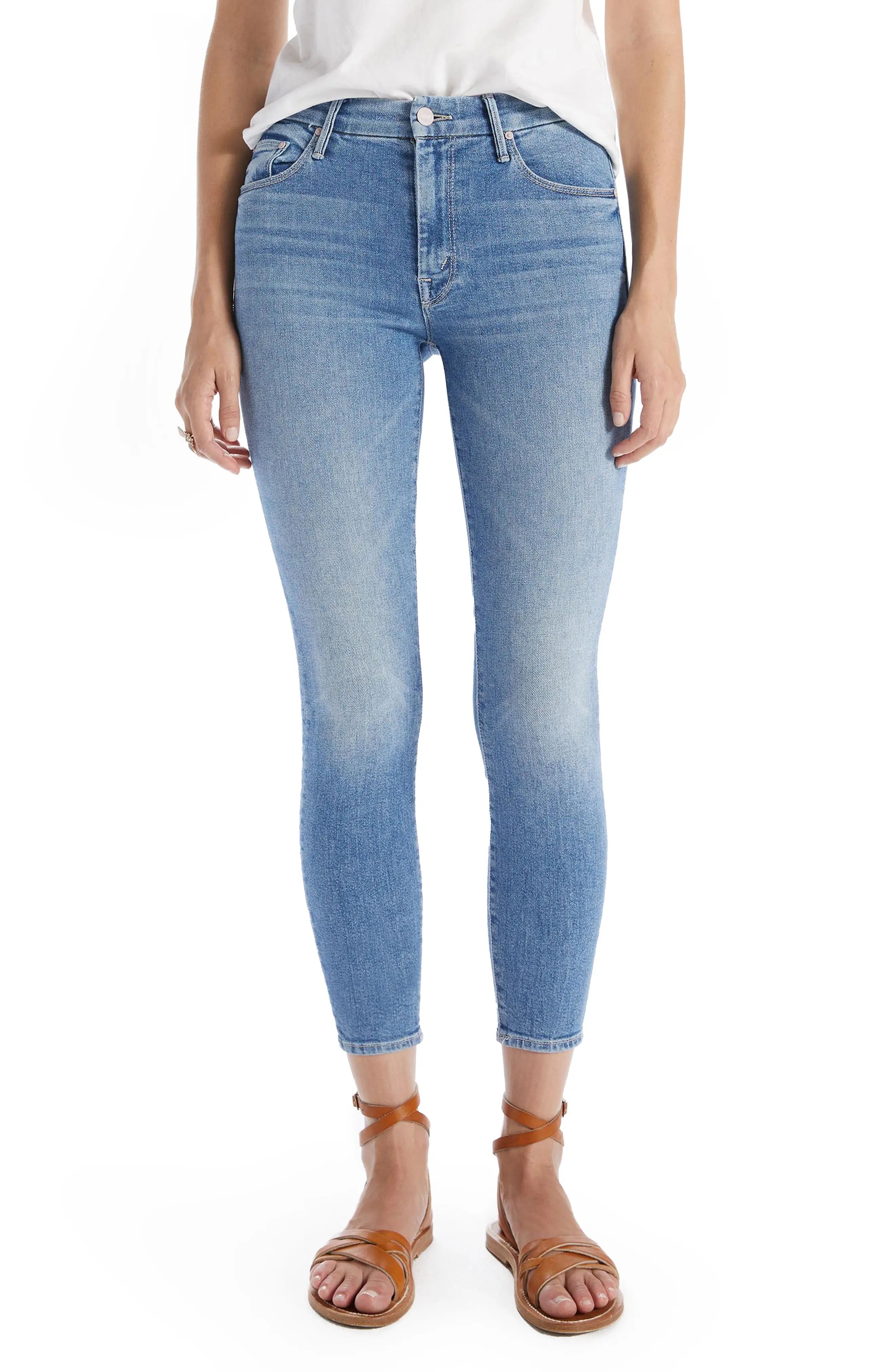 Women's Mother The Looker High Waist Ankle Skinny Jeans, Size 30 - Blue | Nordstrom