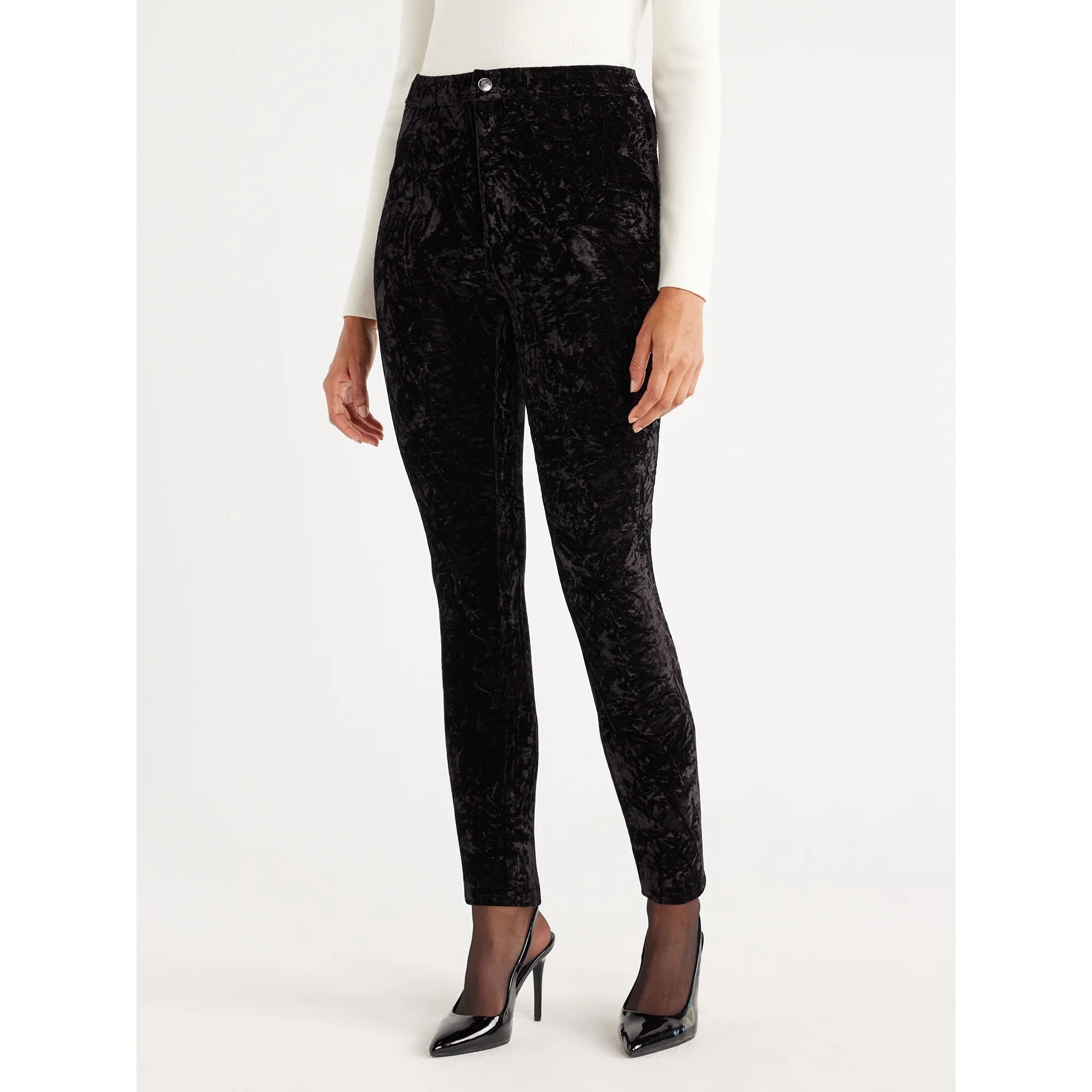 Scoop Women's Crushed Velvet Skinny Pants, Sizes 0-18 | Walmart (US)