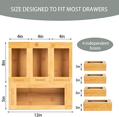 PJHOME Food Storage Bag Organizer Holders Bamboo Kitchen Cabinet Drawer Organization Compatible with | Amazon (US)