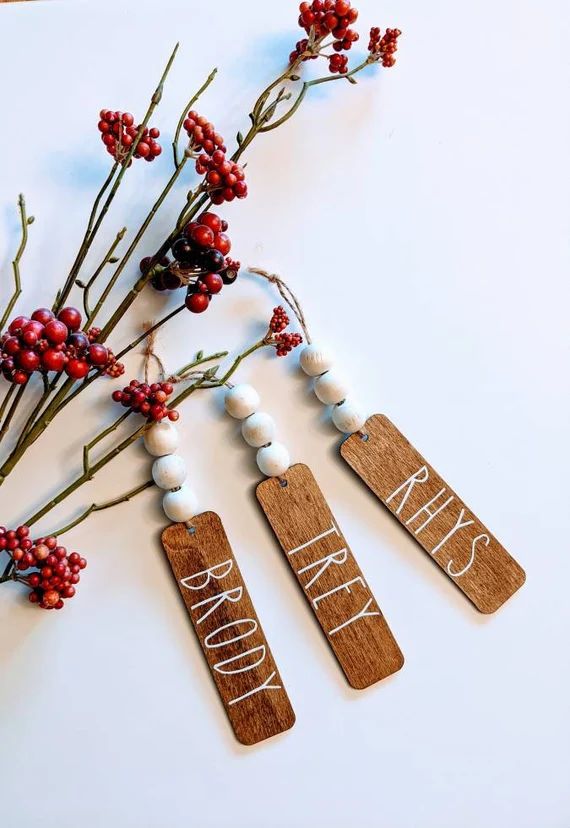 Wood Stocking Name Tags, Personalized Stocking Tag, Farmhouse Stocking Tag, Gift Tags, Farmhouse ... | Etsy (US)