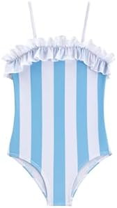 LIZENS Girls Swimwear One Piece Striped 2-12Years Ruffle Trim Flounce Beach Bathing Suit for Kids | Amazon (US)