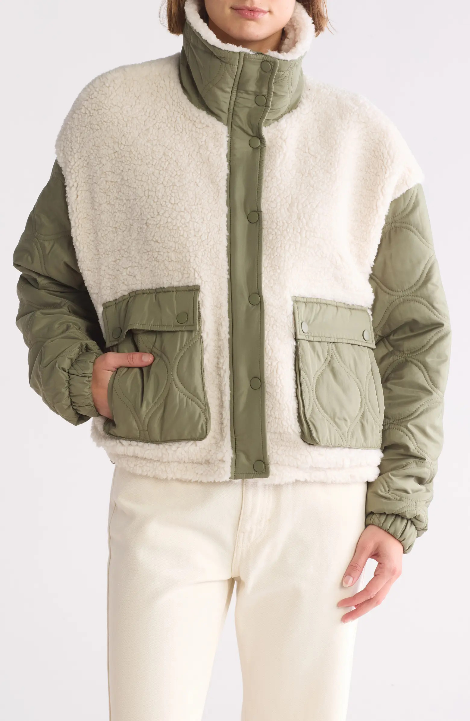 Faux Shearling Detail Onion Quilted Jacket | Nordstrom Rack
