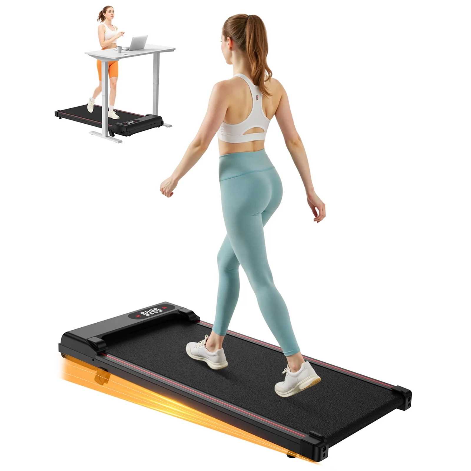 Walking Pad Under Desk Treadmill with Incline for Home and Office, 2.5HP Low Noise, 35" Running B... | Walmart (US)
