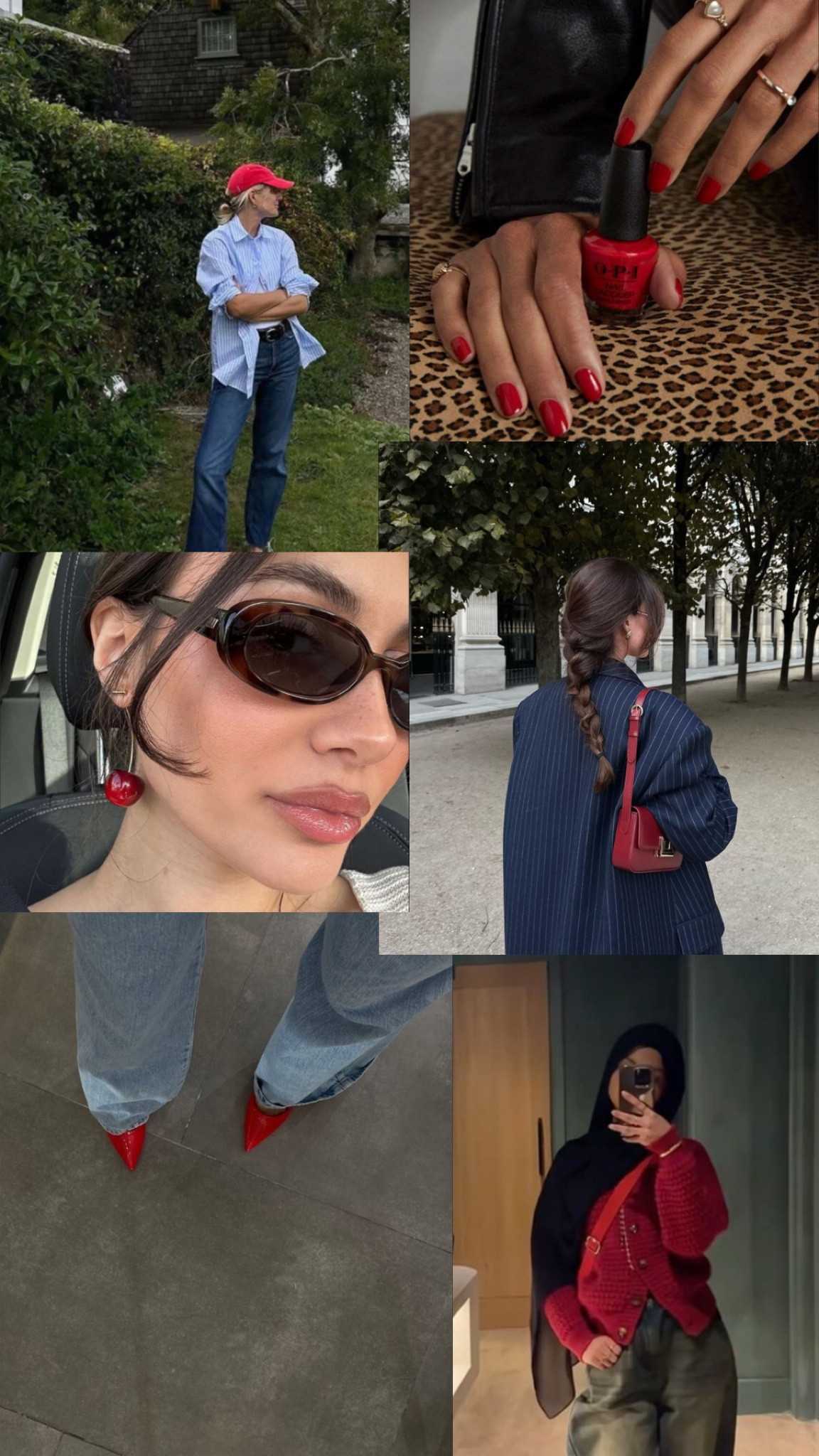 Utterly Chic ✨- Pop of Red with a blue undertone (especially nails)