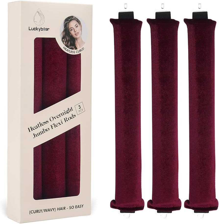 Luckybear Jumbo Heatless Hair Curler, 3pcs Soft Satin Flexi Rods for All Hair Types, No Heat Over... | Amazon (US)