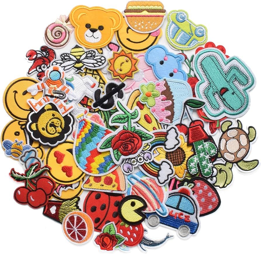 Harsgs 60pcs Random Assorted Styles Embroidered Patches, Bright Vivid Colors, Sew On/Iron On Patc... | Amazon (US)