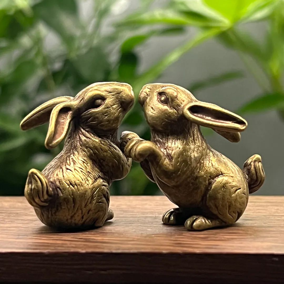 Two Cute Rabbits Figure, Home Decor, Kissing Brass Rabbit Statue - Etsy | Etsy (US)