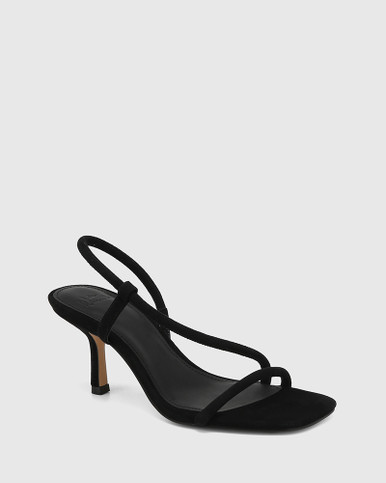 Canyae Black Suede Leather Stiletto Heel Sandal | Wittner