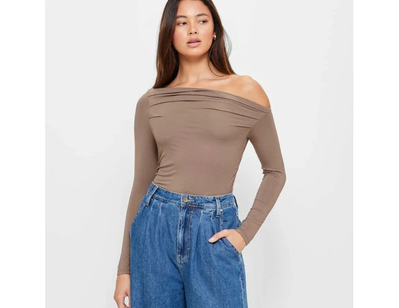 Long Sleeve Ruched Top - Lily Loves - Brown | Catch.com.au