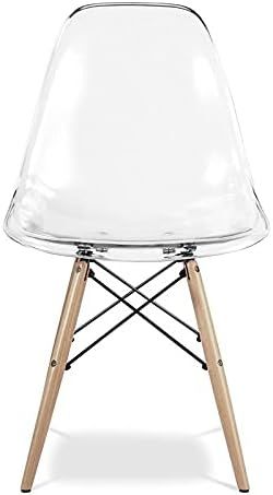 Aron Living Pyramid 17.5" Plastic and Beech Wood Dining Chair in Clear | Amazon (US)