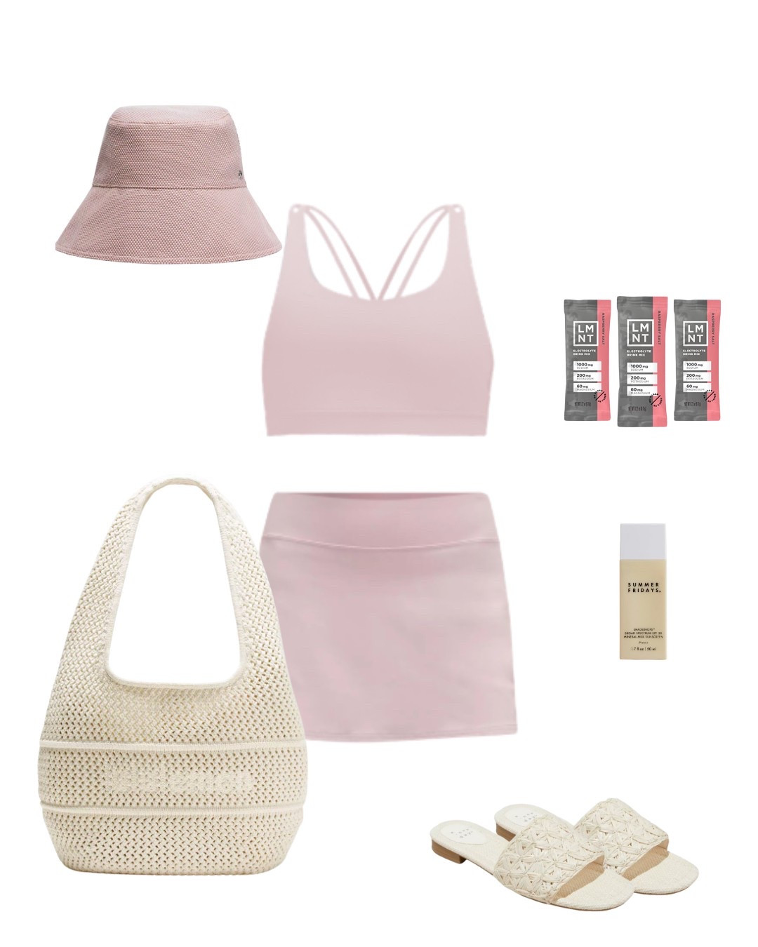 bubblegum skirt and sports bra set, super cute for the summer / spring! loving this new crochet bag from lululemon, so cute for the summer as a beach bag #summer #lululemon #alo #lmnt #wellness #activewear 

#LTKActive #LTKStyleTip #LTKSeasonal