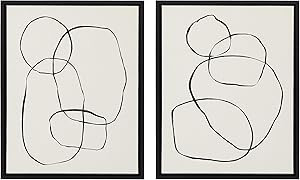 Kate and Laurel Sylvie Modern Circles and Going in Circles Framed Linen Textured Canvas Wall Art ... | Amazon (US)