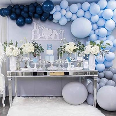 Prince Blue Balloon Arch Garland Kit-Macaron Blue Balloon Navy Blue Balloon Gray Balloon 145Pcs f... | Amazon (US)