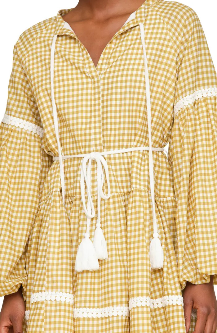 Gingham Print Long Sleeve Minidress | Nordstrom Rack