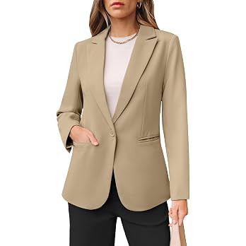 luvamia Dressy Blazers for Women Button Long Sleeve Lapel Business Casual Outfits Office Work Sui... | Amazon (US)