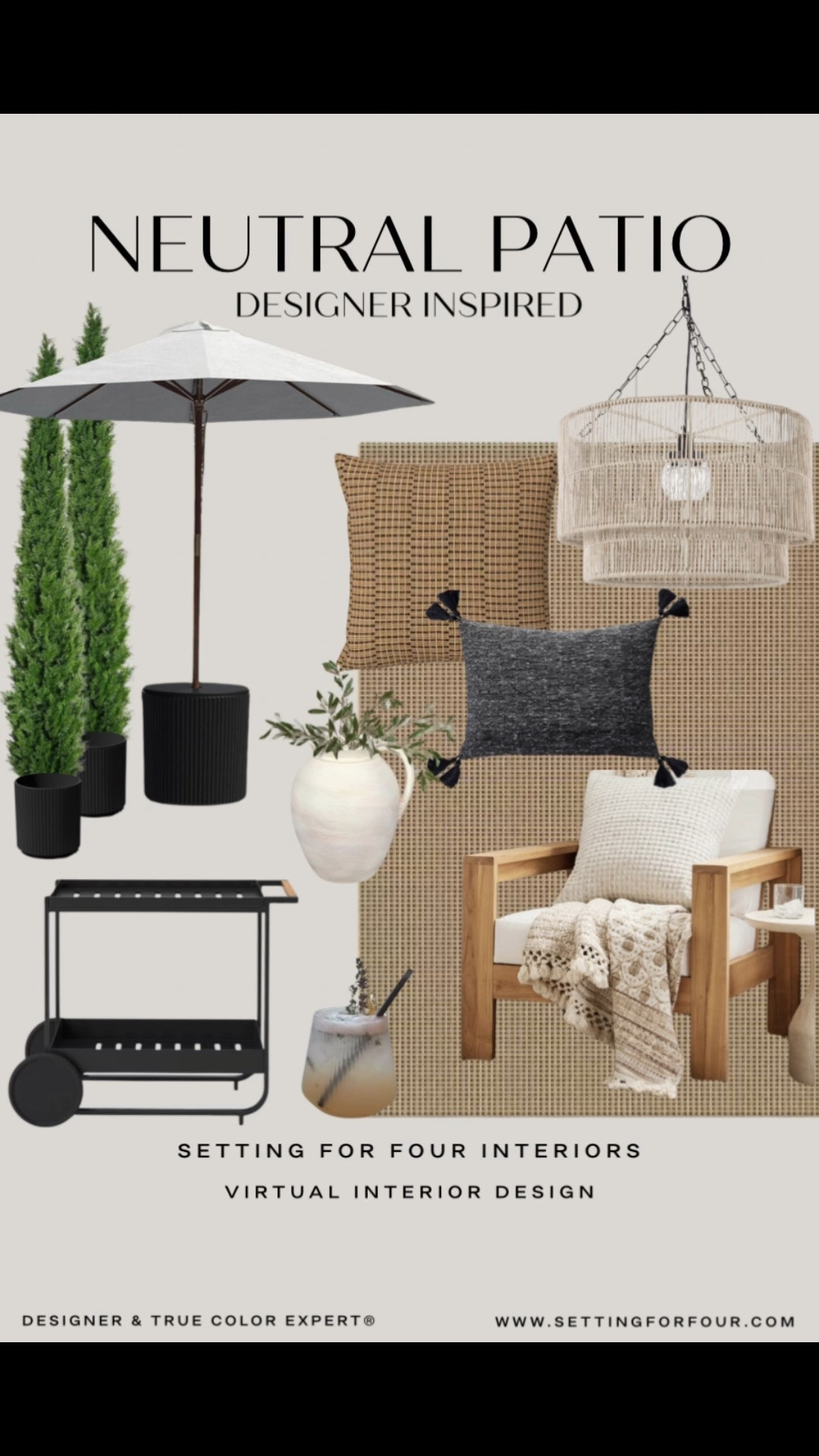 Neutral Patio furniture and decor ideas 
Modern organic, transitional, minimalist, traditional, classic, earthy, patio umbrella stand, outdoor furniture, backyard, summer decor , outdoor bar cart, outdoor cedar trees, outdoor pendant light, outdoor rug, Amazon, Target, outdoor pillows, Pottery Barn style,

#LTKsummer #LTKhome #LTKsale