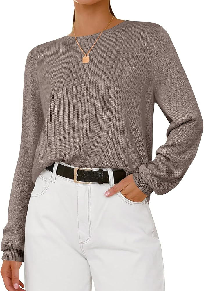 BTFBM Womens Long Sleeve Crew Neck Sweaters 2026 Spring Casual Classic Soft Loose Fit Basic Pullo... | Amazon (US)