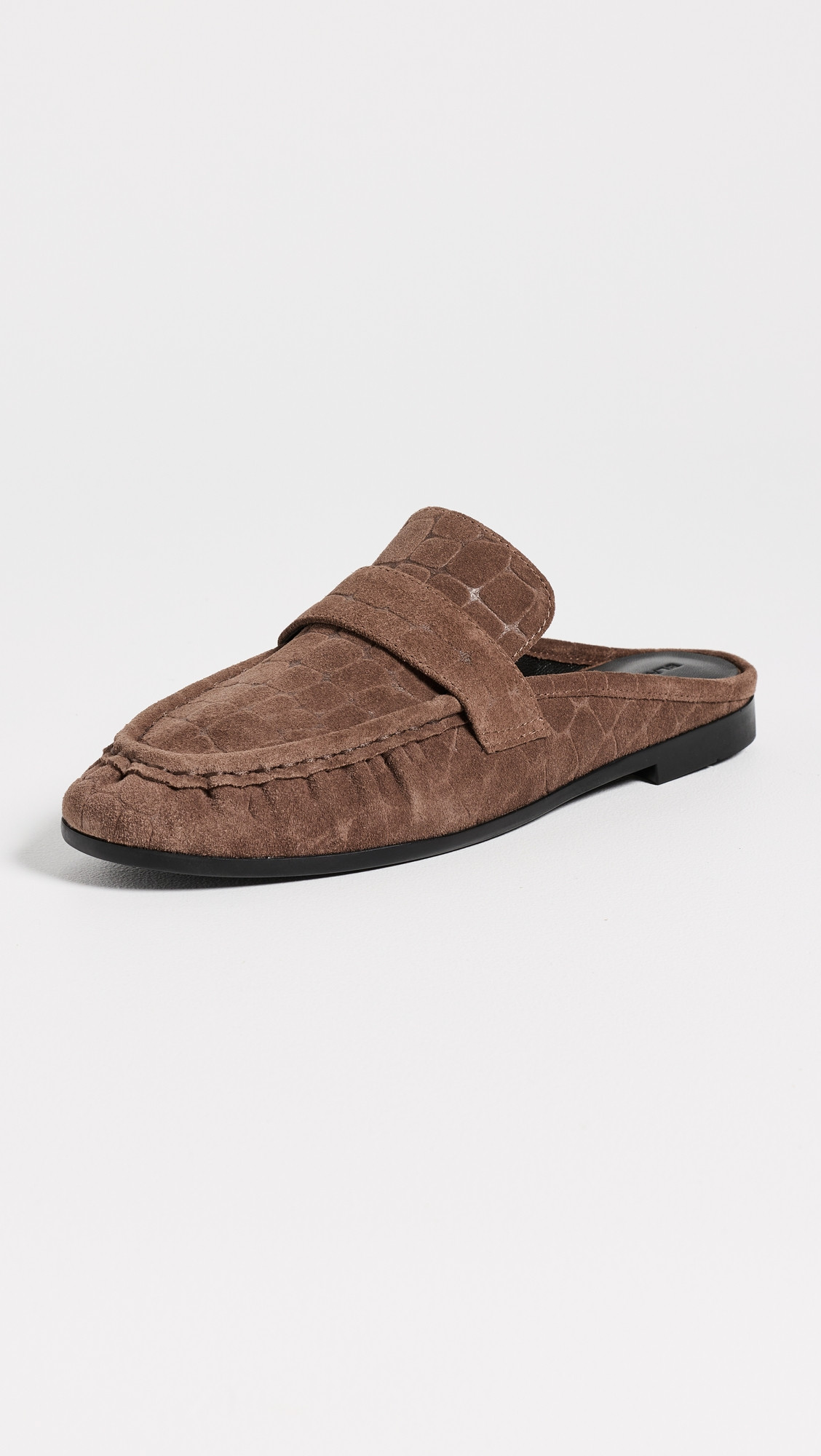 Black Suede Studio Gabby Mules Brown Croc Suede 36 | Shopbop