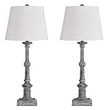 Signature Design by Ashley - Zimba Wood Table Lamp - Set of 2 - Buffet Style - Antique Gray | Amazon (US)