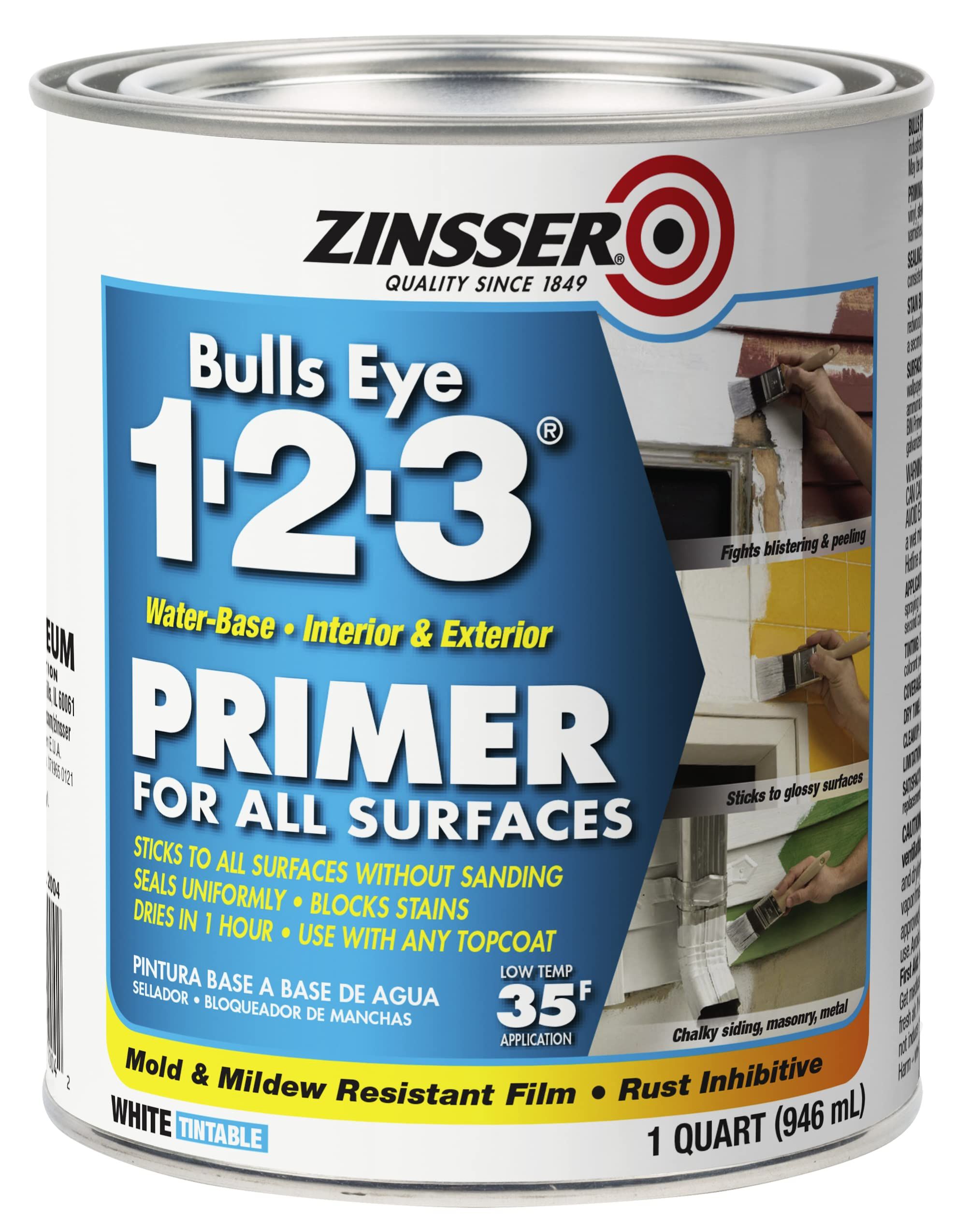 ZINSSER 1 qt 02004 White, Bulls Eye 1-2-3 Water-Based Stain Blocking Primer/Sealer | Amazon (US)