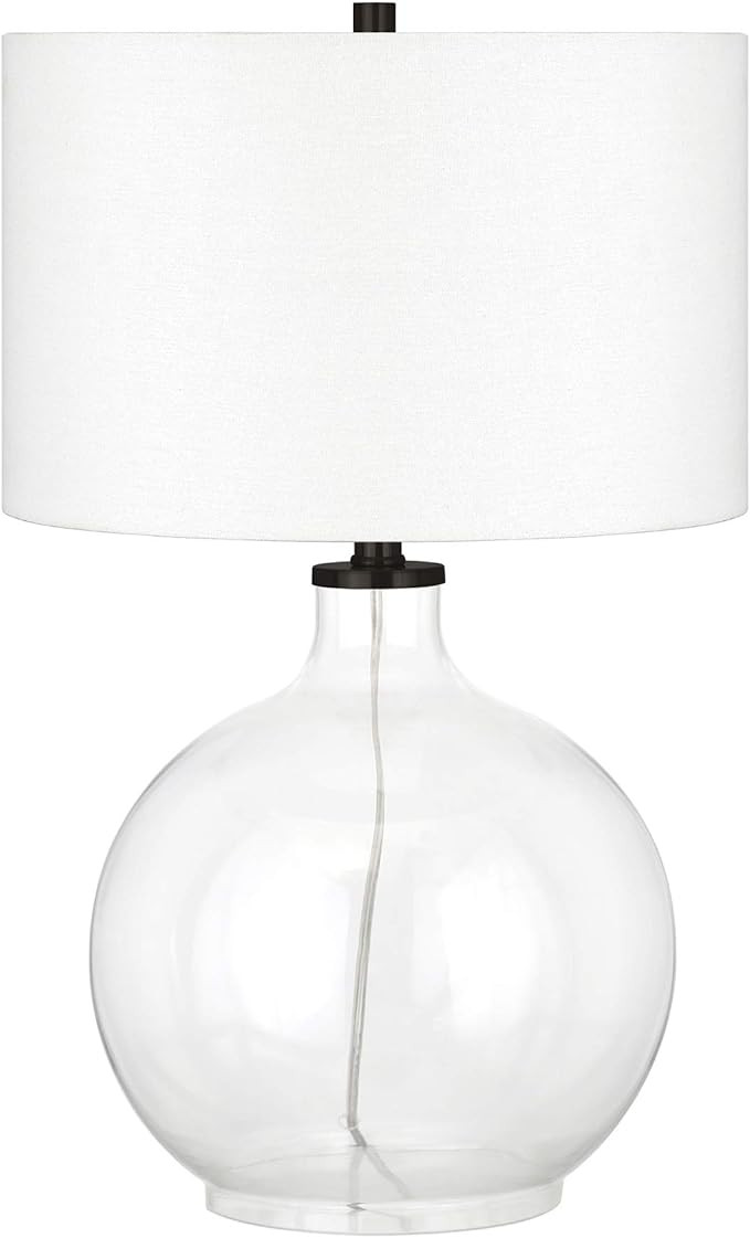 Laelia 24.75" Tall Table Lamp with Fabric Shade in Clear Glass/Blackened Bronze/White | Amazon (US)