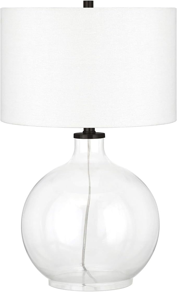 Laelia 24.75" Tall Table Lamp with Fabric Shade in Clear Glass/Blackened Bronze/White | Amazon (US)