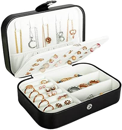 Travel Jewelry Box, PU Leather Small Jewelry Organizer for Women Girls, Double Layer Portable Min... | Amazon (US)