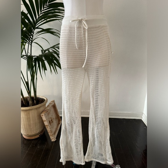 Off white open weave net crochet swim cover up pants size small | Poshmark