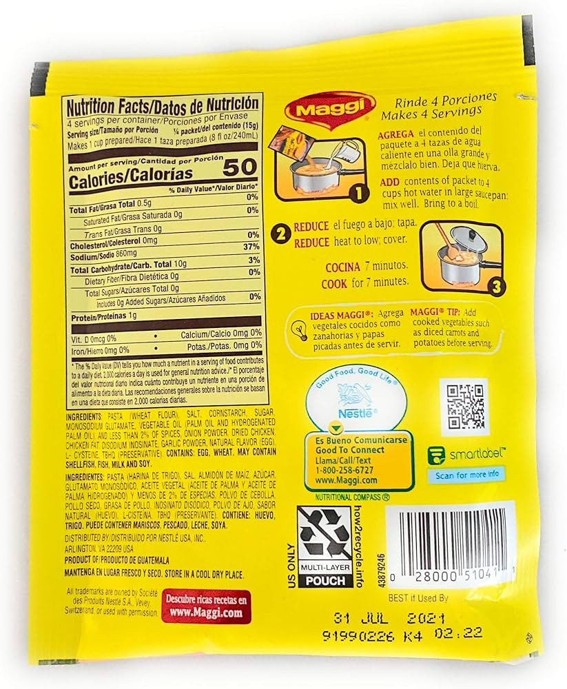 Sopa Sabor a Pollo Con Fideos (Chicken Flavored Pasta Soup Mix) - 2.11oz [Pack of 6] | Amazon (US)