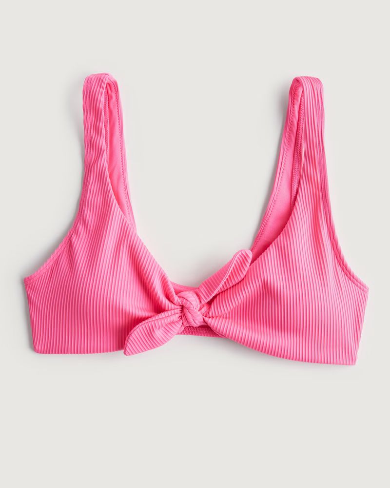 Women's Ribbed Tie-Front Scoop Bikini Top | Women's Swimwear | HollisterCo.com | Hollister (US)