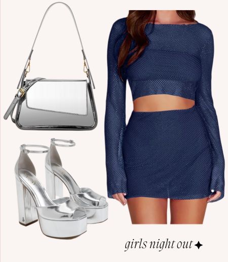 Girls night out 
Vegas 
Amazon outfit 
Two piece set 
Silver metallic trend 

#LTKparties #LTKfindsunder50 #LTKSeasonal