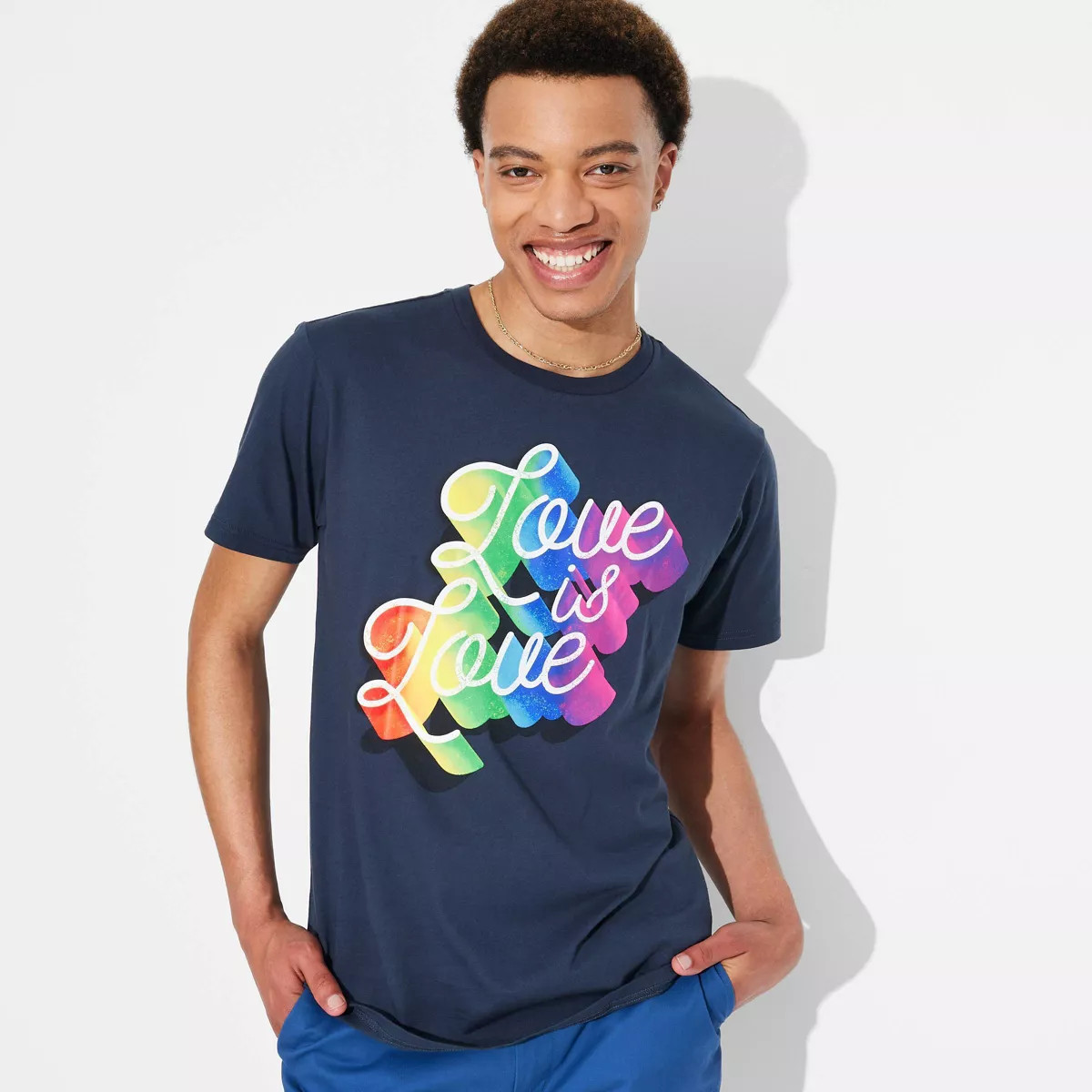 Pride Adult Short Sleeve 'Love is Love' T-Shirt - Navy Blue | Target