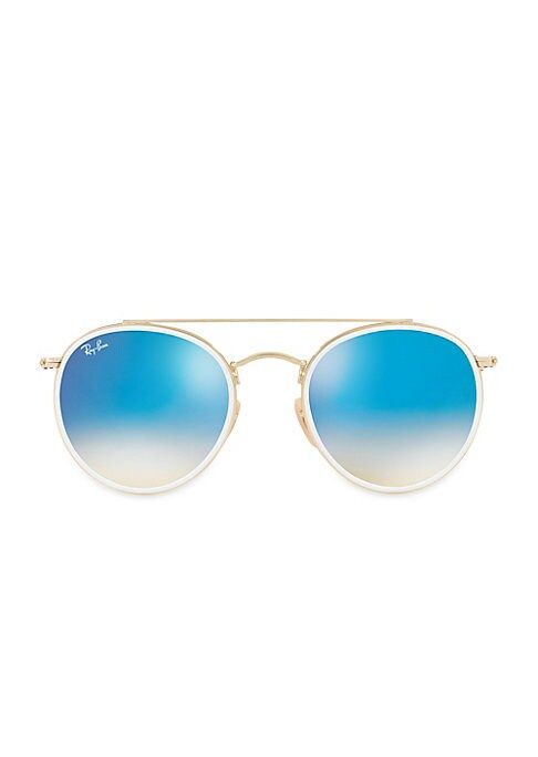 Ray-Ban Women's RB3647 51MM Mirrored Round Aviator Sunglasses - Blue | Saks Fifth Avenue