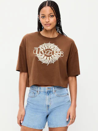 Crew-Neck Oversized Crop Graphic T-Shirt | Old Navy (US)