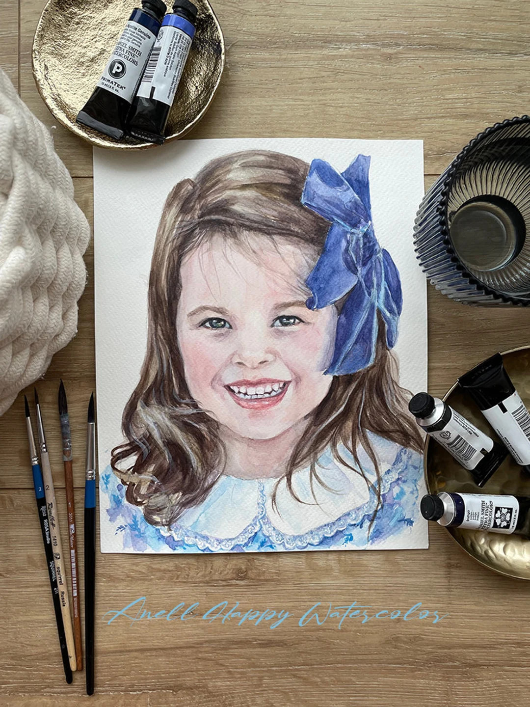 Hand Painted Custom Children Portrait From Photo, Big Size Watercolor Portrait, Kids Portrait Han... | Etsy (US)