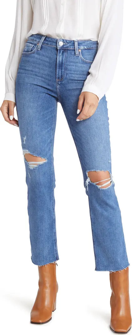 PAIGE Cindy Ripped High Waist Crop Straight Leg Jeans | Nordstrom | Nordstrom