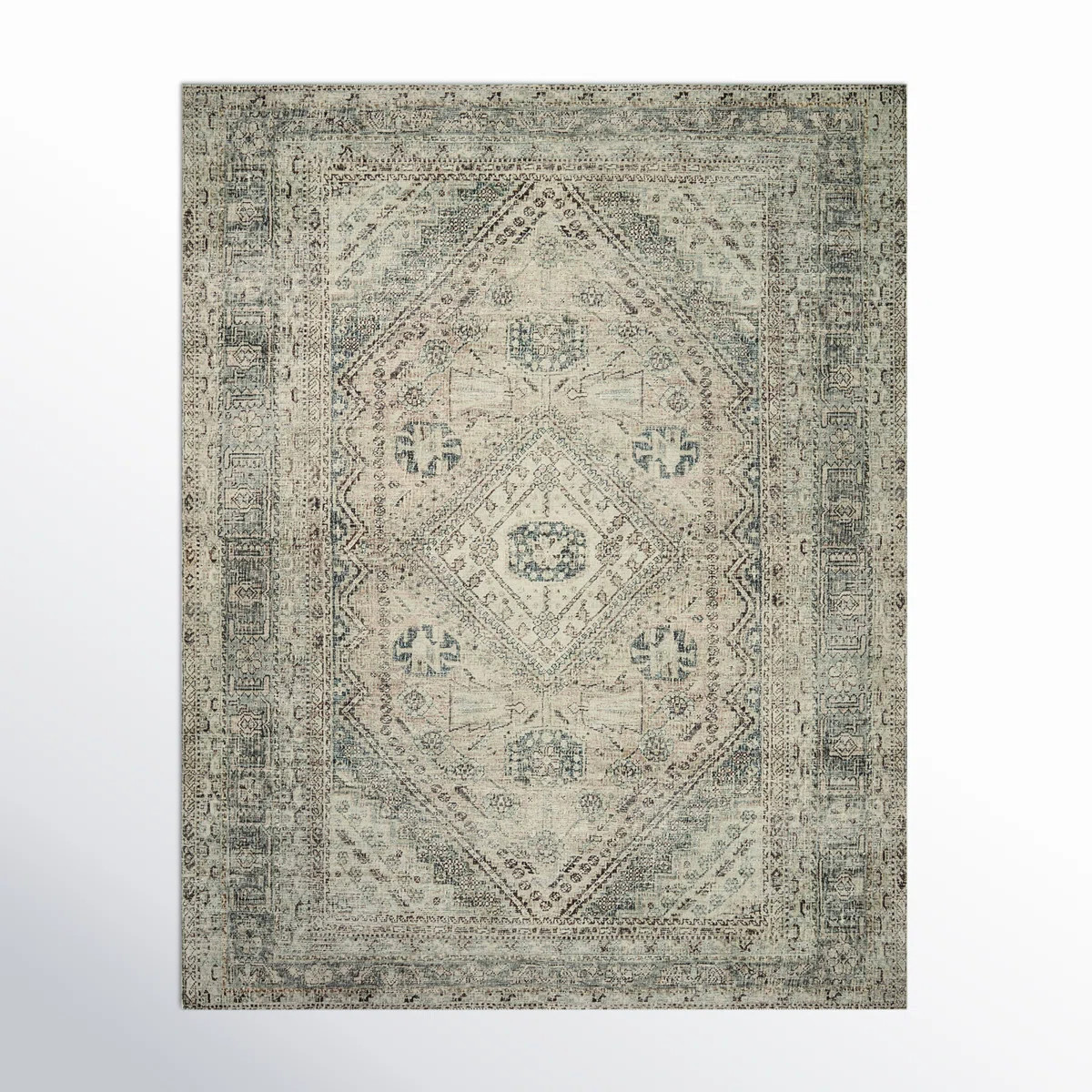 Magnolia Home By Joanna Gaines X Loloi Sinclair Machine Washable Natural / Sage Area Rug | Wayfair North America