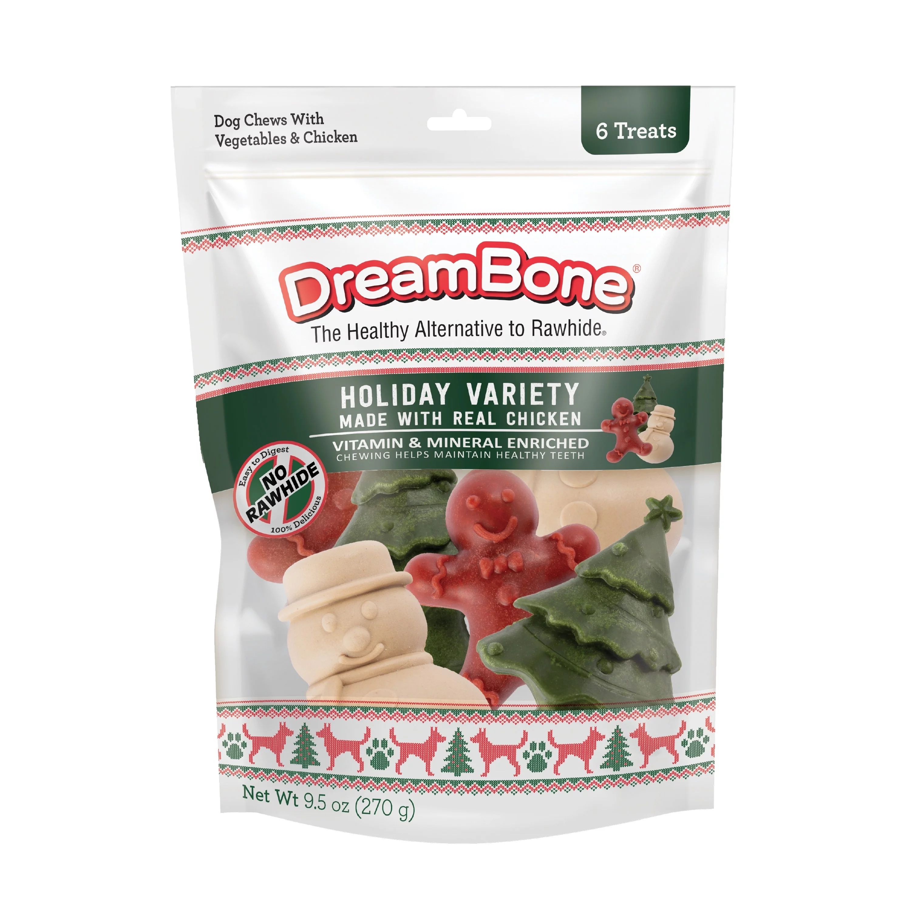 DreamBone Holiday Variety Pack, 6 Treats, Rawhide Free Chews for All Dogs - Walmart.com | Walmart (US)