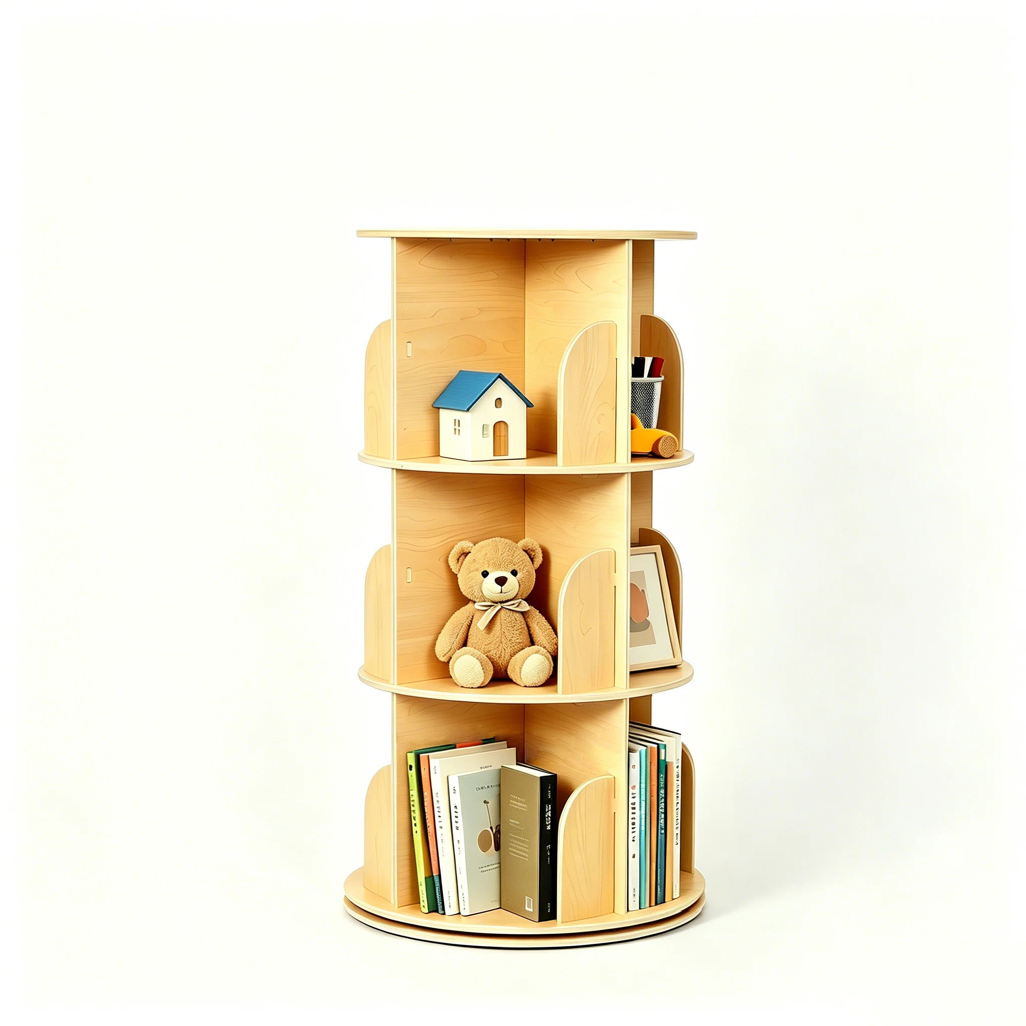 Rotating Bookshelf, Small Footprint, Large Capacity Corner Bookcase | Wayfair North America