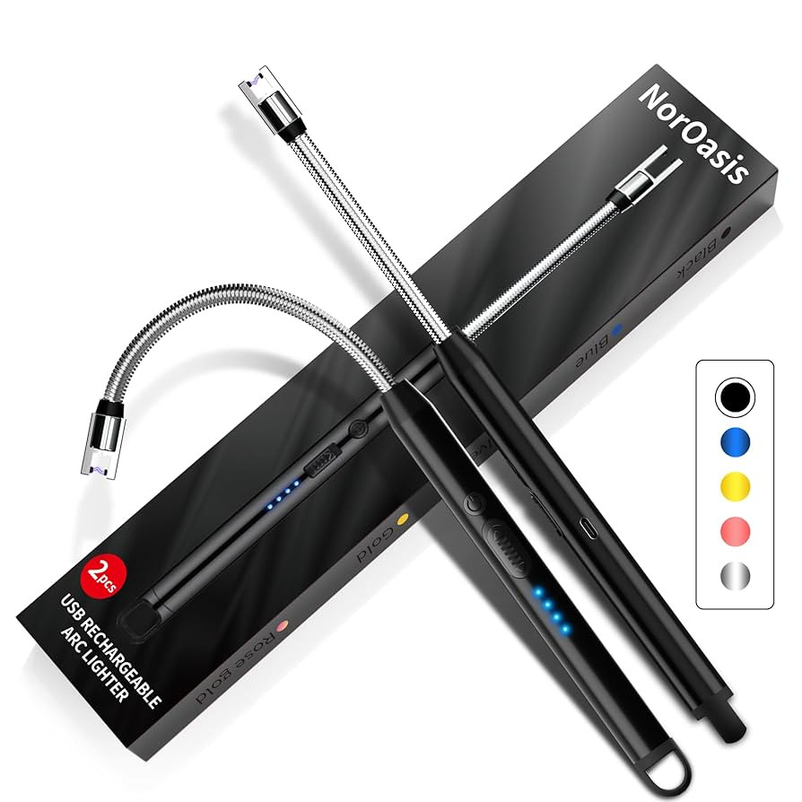 2-Pack Rechargeable Electric Candle Lighters, Flameless Windproof Long Lighter with 360° Flexibl... | Amazon (US)