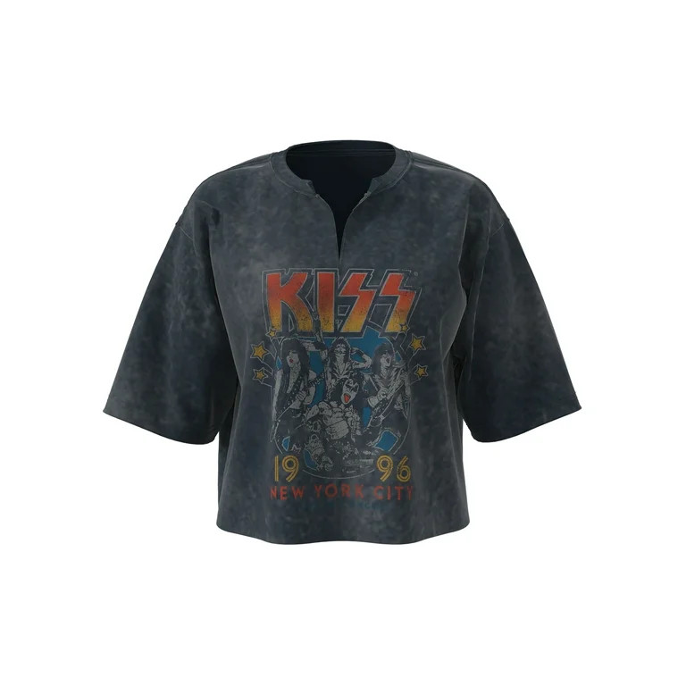 KISS Rock Group, Juniors Apparel Graphic Crew Neck Short Sleeve Skimmer T-Shirt, Sizes XXS-2X | Walmart (US)