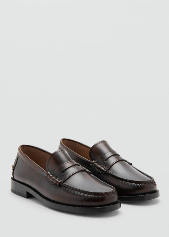 Brown leather penny loafers