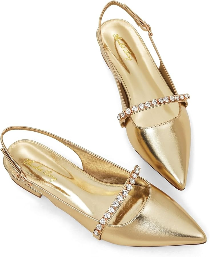 Elisabet Tang Women Slingback Flats with Rhinestone Pointed Toe Flats for Women Dressy Shoes | Amazon (US)