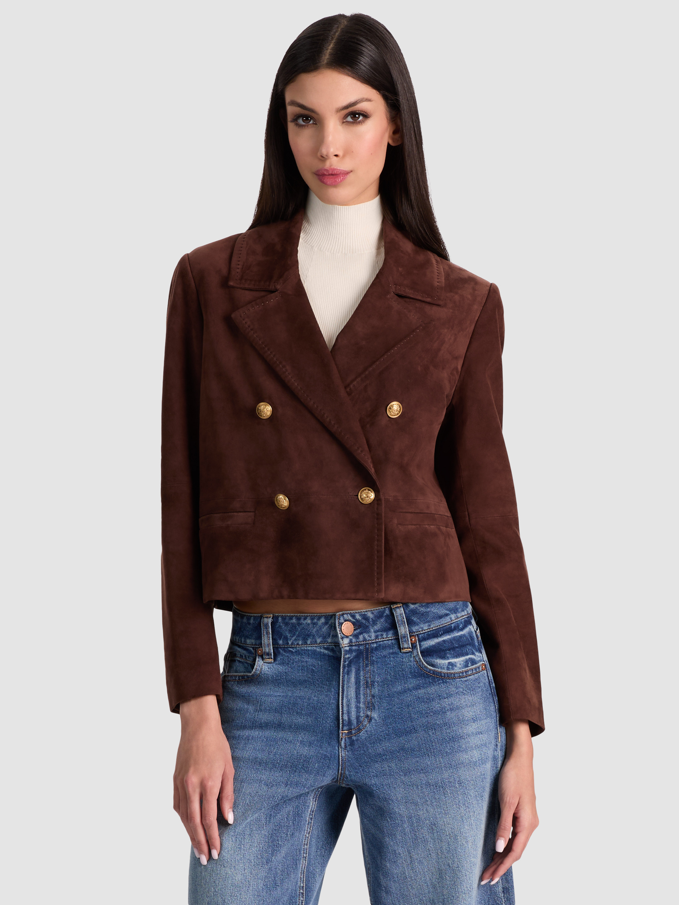 alice + olivia AVERY SUEDE DOUBLE BREASTED BLAZER | Alice + Olivia
