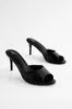 Black Forever Comfort® Peep Toe Heeled Mules | Lipsy